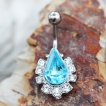 Piercing nombril goutte bleu lagon à strass