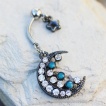 Piercing nombril invers� lune et �toile noires