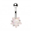 Piercing nombril � large �toile d'opale blanche