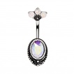 Piercing nombril miroir enchant� � �ventail d'opales