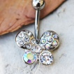 Piercing nombril papillon pav� de strass