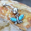 Piercing nombril papillon vintage � ailes de turquoise