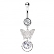 Piercing nombril pendentifs papillon et anneau