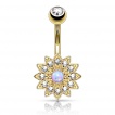Piercing nombril petite fleur � 12 p�tales avec Opale et strass