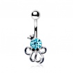 Piercing nombril pieuvre couronn�e � strass bleu