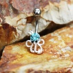 Piercing nombril pieuvre couronn�e � strass bleu