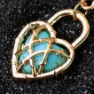 Piercing nombril plaqu� or coeur cadenas avec turquoise