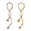 Piercing nombril plaqu� or � longue spirale