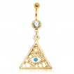 Piercing nombril plaqué or à pyramide illuminati