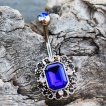 Piercing nombril style royal à zirconium bleu saphir