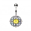 Piercing nombril style victorien � fleur jaune