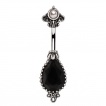 Piercing nombril style victorien � perle et pierre noire