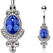 Piercing nombril style victorien � pierre bleue
