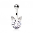 Piercing nombril t�te de chat strass