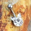 Piercing nombril t�te de chat strass