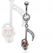 Piercing nombril tête de mort et faux style note de musique