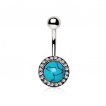 Piercing nombril Turquoise cercl�e de strass