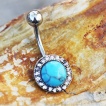 Piercing nombril Turquoise cercl�e de strass