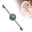 Piercing oreille industriel � turquoise et coeurs vintages