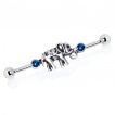 Piercing oreille industriel �l�phant et pierres bleues