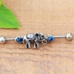 Piercing oreille industriel �l�phant et pierres bleues