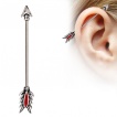 Piercing oreille industriel fl�che � empennage rouge