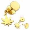 Piercing oreille style faux plug à pendentif feuille de cannabis