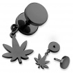 Piercing oreille style faux plug à pendentif feuille de cannabis