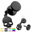 Piercing oreille style faux plug à pendentif tête de mort