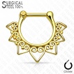 Piercing septum en acier à coeurs perlés
