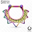 Piercing septum en acier à coeurs perlés