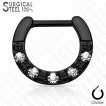 Piercing septum en acier ponctué de 5 strass clairs