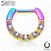 Piercing septum en acier ponctué de 5 strass clairs