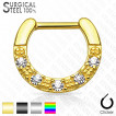 Piercing septum en acier ponctué de 5 strass clairs