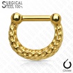 Piercing septum fer � cheval en acier � clip � finition martell�e