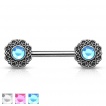 Piercing t�ton � couronnes de coeurs avec strass