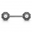 Piercing t�ton � couronnes de coeurs avec strass
