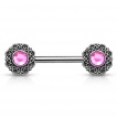 Piercing t�ton � couronnes de coeurs avec strass