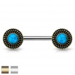 Piercing téton à disques pointillés avec turquoises