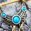 Piercing t�ton antique plaqu� or � turquoises