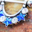 Piercing téton à arc strass ronds et étoilées