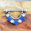 Piercing téton à arc strass ronds et étoilées