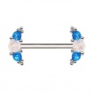 Piercing t�ton � arcs d'opales bleues et blanches