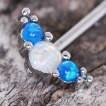 Piercing t�ton � arcs d'opales bleues et blanches