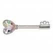 Piercing téton clé à perles arc en ciel