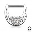 Piercing téton en croissant de lune avec coeur