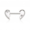 Piercing t�ton coeur fragment� � strass