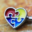 Piercing téton coeurs puzzle quadricolores