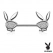 Piercing t�ton en acier � lapins Playboy en laiton � paillettes