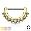 Piercing téton en arc bordé de strass